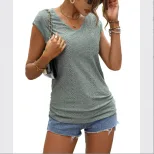 Womens Short Sleeve T Shirt Solid Color Fashionable Design Elegant Style Perfect for Casual Wear