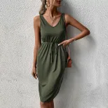 Sleeveless Casual Dress Solid Color Summer Style Comfortable Fit Perfect for Everyday Wear Whole