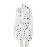 Chic Strapless Dress Elegant Loose Fit Polka Dot Print Stylish Neck Scarf Perfect for Parties an