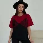 Lace Trimmed Loose Fit T Shirt Short Sleeve Round Neck Casual Style Perfect for Summer Wear Whol