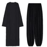 Chic Oversized Sheer Cardigan and Mini Skirt Set Relaxed Fit Long Pants Casual Style Perfect for