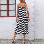 Striped Casual Maxi Dress Stylish Sleeveless Design Comfortable Fabric Perfect for Summer Outing