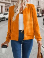 Autumn Long Sleeve Zipper Detail Cardigan Solid Color Lightweight Casual Style Wholesale Availab