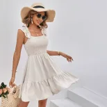French Elegant Vacation Dress Beachwear Stylish Design Lightweight Fabric Perfect for Summer Get