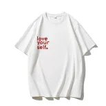 Womens Cotton T Shirt Casual Loose Fit Round Neck Summer Essential Letter Print Wholesale Availa