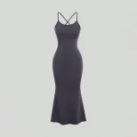 Cross Back Bodycon Dress Sexy Mermaid Hem Spaghetti Straps Summer Style Wholesale Available OEM