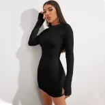 V Neck Bodycon Dress Long Sleeve Slim Fit Sexy Style Spring Summer Fashion Wholesale Available
