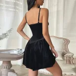 Velvet Party Dress Sexy Sleeveless Design Elegant Mini Length Perfect for Evening Events Wholesa