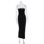 Elegant Strapless Evening Dress Slim Fit Solid Color Rhinestone Embellished Perfect for Cocktail