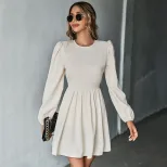 A Line Dress Fresh Sweet Style Waist Defining Long Sleeve Backless Perfect for Parties and Event