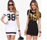 Womens Bodycon Dress Round Neck Short Sleeve Floral Print Mesh Fabric Casual or Party Wear Avail