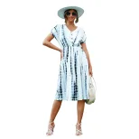 Vintage Floral Tie Dye White Dress Summer Style Bohemian Aesthetic Womens Fashion Wholesale Avai