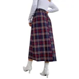 Plaid A Line Skirt Slim Fit Wool Blend Stylish Design Spring Fall Fashion for Women Wholesale Av
