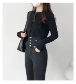 速卖通牛仔裤女2023春季新款韩版学生小众设计超高腰毛边小脚裤潮