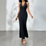 Elegant V Neck Backless Maxi Dress Sexy Party Ready Sophisticated Style Perfect for Evening Even