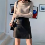 A Line PU Leather Mini Skirt Slim Fit Autumn Winter Style Trendy Design Wholesale Available low