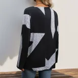Casual Color Block Long Sleeve Top for Women Loose Fit Autumn Style Comfortable Fabric Wholesale