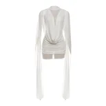 Fashionable Womens Bodycon Dress Sheer Mesh Ruffled Design Stylish Tie Details Perfect for Autum