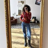 Womens Loose Fit Round Neck Sweater Soft Knit Floral Pattern Cozy Fabric Autumn Winter Fashion W