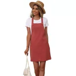 Summer Womens Fashion Red Loose Fit Mini Dress with Straps Trendy Style for Casual Outings Whole