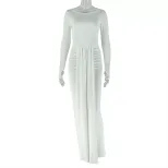 Elegant Womens Bodycon Dress Backless Long Sleeve Round Neck Versatile Style Perfect for Home or