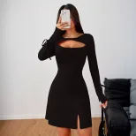 Womens Fashionable Simple Commuter Dress Slim Fit Short Skirt Red Color Spring Summer Collection