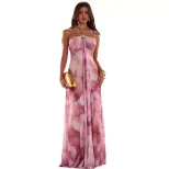 Summer Womens Tie Dye Backless Bodycon Dress Stylish Sexy Halter Neck Comfortable Fabric Perfect for Parties and