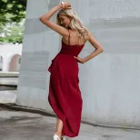 Womens Solid Color Spaghetti Strap Dress Lightweight Fabric Casual Style Perfect for Spring Summ