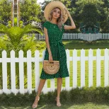 Vintage Polka Dot Ruffled Dress Short Sleeve Elegant Design Summer Style Wholesale Available