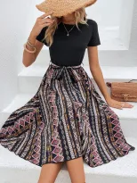 Fashionable Womens Loose Vacation Dress Spring Summer Collection Comfortable Fit Trendy Design O