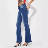 High Stretch Flared Jeans Casual Style Versatile Fit Womens Apparel Perfect for Everyday Wear Re