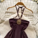 Bodycon Halter Neck Dress for Women Slim Fit A Line Silhouette Summer Casual Wear
