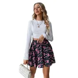 High Waisted Floral Pleated A Line Skirt Short Length Trendy Design Perfect for Summer Wholesale