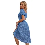 Elegant Floral Maxi Dress for Women Summer Sweetheart Style Square Neck Lightweight Fabric Whole