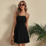 Sexy Backless Strappy Dress Trendy Spring Summer Fashion Versatile for Casual or Evening Wear Wh