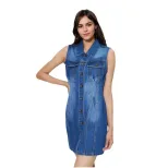 Slim Fit Denim Dress Elegant Office Ready No Stretch Fabric Perfect for Casual Outings Wholesale