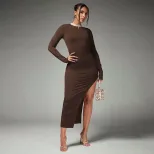 Backless Design Dress High Waist Slim Fit Solid Color Spring Summer Casual Wear Wholesale Availa