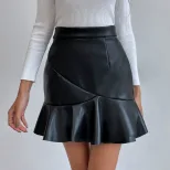 High Waist PU Leather Skirt A Line Bodycon Fit Stylish Design Perfect for Casual or Night Out Wh