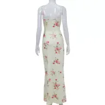 Vintage Floral Print V Neck Maxi Dress Elegant Fit Sleeveless Summer Style Perfect for Beach Vac