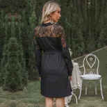 Vintage Black Lace Long Sleeve Dress for Women Elegant Autumn Style Perfect for Parties and Spec