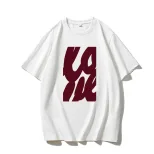Womens Casual Loose Fit Cotton T Shirt Summer Short Sleeve Round Neck Simple Letter Print Versat