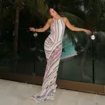 Summer Womens Dress Fashionable Halter Neck Slim Fit Unique Print Bodycon Style Perfect for Part