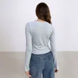 Womens Long Sleeve T Shirt Minimalist Style Youthful Vibe Solid Color Spring Summer Fashion Whol