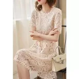 Lace Dress for Women Casual Short Sleeve Fit and Flare Summer Fashion Available in Apricot and Black Wholesale Options