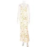 Floral Maxi Dress Slimming Fit Deep V Neck Sleeveless Elegant Spring Summer Vacation Wear Wholes