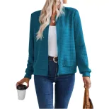 Autumn Long Sleeve Zipper Detail Cardigan Solid Color Lightweight Casual Style Wholesale Availab