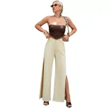 High Waisted Wide Leg Jeans Sexy Split Design Trendy Style Slim Fit Casual Wear for Women Wholes