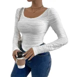 Elegant Long Sleeve T Shirt Slim Fit Solid Color Soft Fabric Casual Wear or Layering Wholesale A