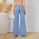 Womens Slim Fit High Slit Denim Pants Stylish Design Trendy Look Comfortable Fabric Perfect for