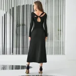 Sexy Bodycon Long Dress Hollow Back Design Slim Fit Elegant Style Perfect for Parties and Night